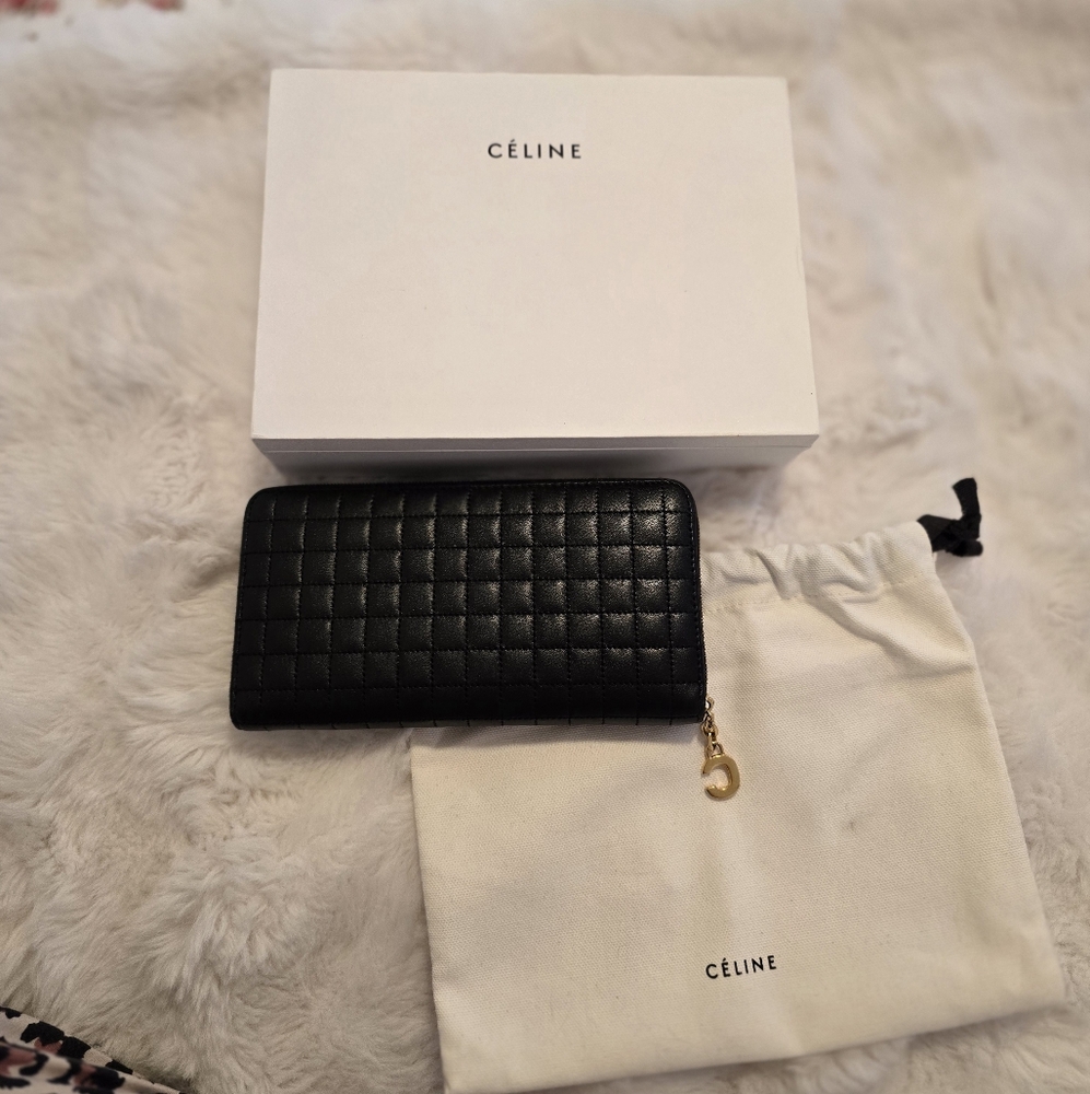 Celine Black Quilted Wallet